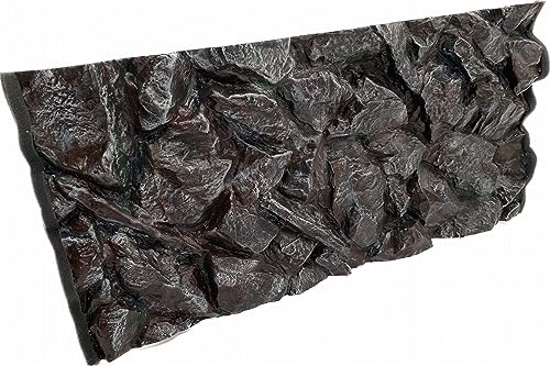 PLASTIKO - Aquarium Hintergrund 3D I Rückwänd 150x60 cm I Leicht zu Montieren und Reinigen I Keine Verklebung Erforderlich I Sicher für Tiere I Braun mit einem Muster aus Hohen Steinen von PLASTIKO