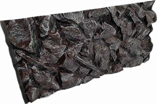 PLASTIKO - Aquarium Hintergrund 3D I Rückwänd 100x40 cm I Leicht zu Montieren und Reinigen I Keine Verklebung Erforderlich I Sicher für Tiere I Braun mit einem Muster aus Hohen Steinen von PLASTIKO