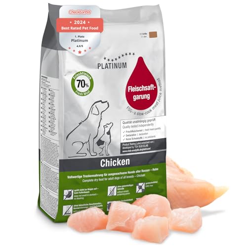 PLATINUM - Hundenahrung Adult Chicken aus Fleischsaftgarung - 5kg Hundefutter trocken nährstoffreich wie Barf - besonders schmackhaftes Hundetrockenfutter für kleine und große Hunde - in DE geprüft PLATINUM - Hundenahrung Adult Chicken aus Fleischsaftgarung - 5kg Hundefutter trocken nährstoffreich wie Barf - besonders schmackhaftes Hundetrockenfutter für kleine und große Hunde - in DE geprüft von PLATINUM