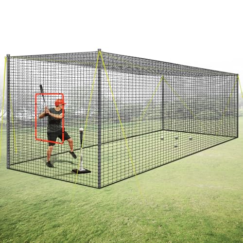 PLAYAPUT Tragbarer Baseball- und Softball-Schlagkäfig, 7,6 m x 3,6 m x 2,4 m, mit Loch für Pitching-Maschine, abnehmbare Tür, Zielscheibe und Führungsseile, einfach aufzubauen, Schlagkäfige für PLAYAPUT Tragbarer Baseball- und Softball-Schlagkäfig, 7,6 m x 3,6 m x 2,4 m, mit Loch für Pitching-Maschine, abnehmbare Tür, Zielscheibe und Führungsseile, einfach aufzubauen, Schlagkäfige für von PLAYAPUT