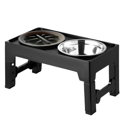 Futterstation für Hunde mit mehreren Höhen und langsamem Futternapf, Funktionen für einfache Reinigung, langsamer Futterspender, Hundenapf Futterstation für Hunde mit mehreren Höhen und langsamem Futternapf, Funktionen für einfache Reinigung, langsamer Futterspender, Hundenapf von PLCPDM