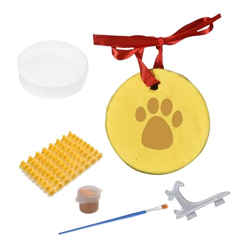 Hundepfoten-Andenken-Set, 2 Stück, Ton-Ornament für Haustiere, inklusive Präsentationsständer und Anpassungswerkzeugen, Haustierpfotenabdruck-Set Hundepfoten-Andenken-Set, 2 Stück, Ton-Ornament für Haustiere, inklusive Präsentationsständer und Anpassungswerkzeugen, Haustierpfotenabdruck-Set von PLCPDM