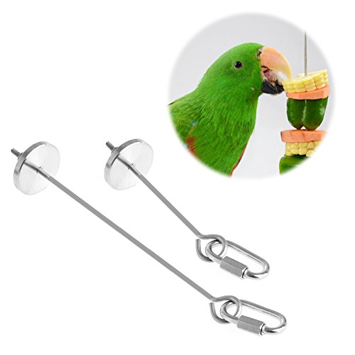 Vogelfutterhalter aus Edelstahl, für Papageien, Gemüse, Obst, Leckerli-Spieß mit Metallhaken, für 12,7 cm und 20,3 cm lang von PLCPDM