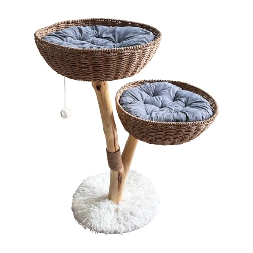 Katzenbaum Modern - Minimalistischer Kratzbaum mit Sisalseil Kratzstämmen, Plüsch gepolstert, Körbe und lustiger Flauschiger Ballew Katzenbaum Modern - Minimalistischer Kratzbaum mit Sisalseil Kratzstämmen, Plüsch gepolstert, Körbe und lustiger Flauschiger Ballew von PLDOULY