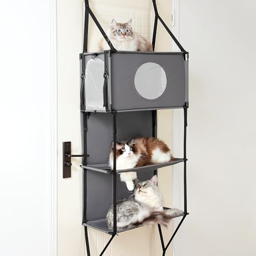 PLEKER 2-in-1 mehrstufiger Katzenbaum zum Aufhängen an der Tür, Turm für Indoor-Katzen unter 10 kg, abnehmbare Katzentrage für den Außenbereich, zusammenklappbar und werkzeuglose Montage, passend für PLEKER 2-in-1 mehrstufiger Katzenbaum zum Aufhängen an der Tür, Turm für Indoor-Katzen unter 10 kg, abnehmbare Katzentrage für den Außenbereich, zusammenklappbar und werkzeuglose Montage, passend für von PLEKER