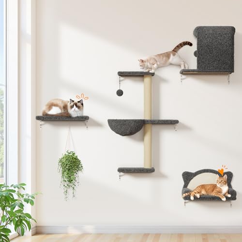 PLEKER Katzenbaum Katzenwandregale, stabil & sicher, 4 in 1 groß von PLEKER