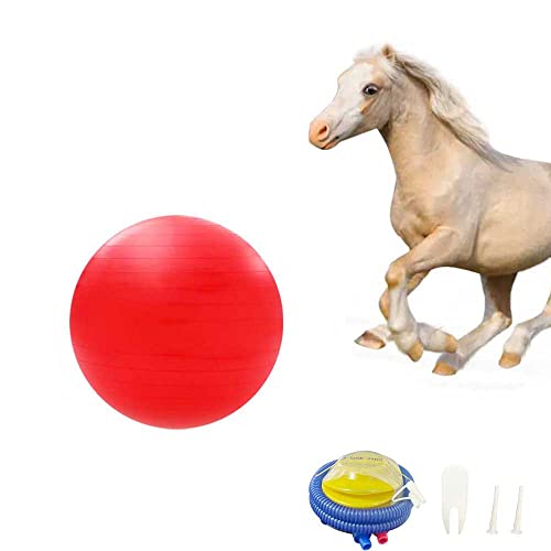 PLEURO Pferdeball-Trainingsspielzeug, großer Ball, Pferdspielzeug, Anti-Platz-Gymnastikball, Spielzeug mit Pumpe für Pferd, Lamm, Ziege, Unterhaltung, Spielzeugball (43,2 cm, rot) von PLEURO