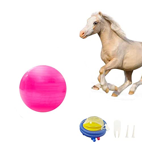 Pferdeball-Trainingsspielzeug, großer Ball, Pferdspielzeug, Anti-Platz-Gymnastikball, Spielzeug mit Pumpe für Pferd, Lamm, Ziege, Unterhaltung, Spielzeugball (43,2 cm, Rosa) von PLEURO