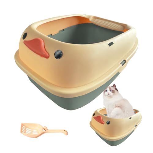 Hohe offene Katzentoilette, PP-Katzentoilette, leicht, offene Oberseite, Katzentoilette, Katzentoilette mit Schaufel, tragbare Haustiertoilette seitlich für Kätzchen, Katzen, kleine Haustiere von PLIAGE