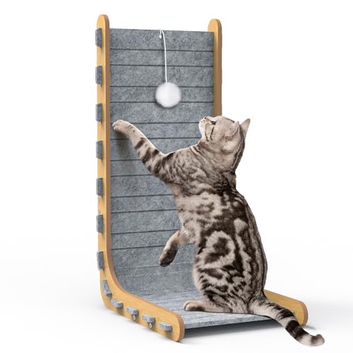 PLITTPETTS Filz Katzenkratzer für Indoor-Katzen, 26,8 Zoll L Form Kratzbrett Vertikale Katzenkratzmatte mit Ball Spielzeug, Schützende Möbel Katzenkratzbaum, Groß PLITTPETTS Filz Katzenkratzer für Indoor-Katzen, 26,8 Zoll L Form Kratzbrett Vertikale Katzenkratzmatte mit Ball Spielzeug, Schützende Möbel Katzenkratzbaum, Groß von PLITTPETTS