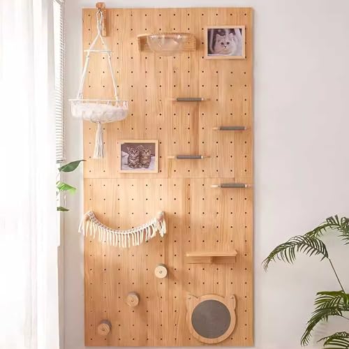 8stüCk Katzen Kletterwand Set,Wandmontiert Katzenregal Katzenliege WandmöBel HöHlenbrett Katzen-Sprungbrett HäNgender Korb Raumkapsel,FüR Katzen Zum Schlafen, Spielen, Klettern von PLSGKF