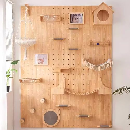 8stüCk Katzen Kletterwand Set,Wandmontiert Katzenregal Katzenliege WandmöBel HöHlenbrett Katzen-Sprungbrett HäNgender Korb Raumkapsel,FüR Katzen Zum Schlafen, Spielen, Klettern von PLSGKF