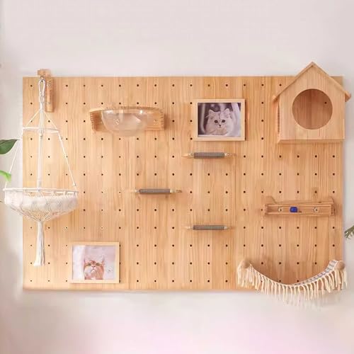 8stüCk Katzen Kletterwand Set,Wandmontiert Katzenregal Katzenliege WandmöBel HöHlenbrett Katzen-Sprungbrett HäNgender Korb Raumkapsel,FüR Katzen Zum Schlafen, Spielen, Klettern von PLSGKF