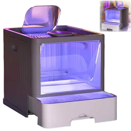 Automatisch Katzentoilette Groß,Geschlossene Katzentoilette Mit 360° Lichtbestrahlung DoppeltüR-Design Schublade Zum Schaufeln Mit Streuschaufel,Leicht Zu Reinigende Katzentoilette Automatisch Katzentoilette Groß,Geschlossene Katzentoilette Mit 360° Lichtbestrahlung DoppeltüR-Design Schublade Zum Schaufeln Mit Streuschaufel,Leicht Zu Reinigende Katzentoilette von PLSGKF