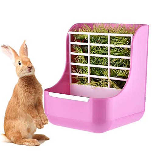 Hasen Zubehör Futternapf Kaninchen Hamster Feeder Automatic Kaninchenfutter Spender Hamster-Futternäpfe Kaninchen-Heuhalter pink von PLUS PO