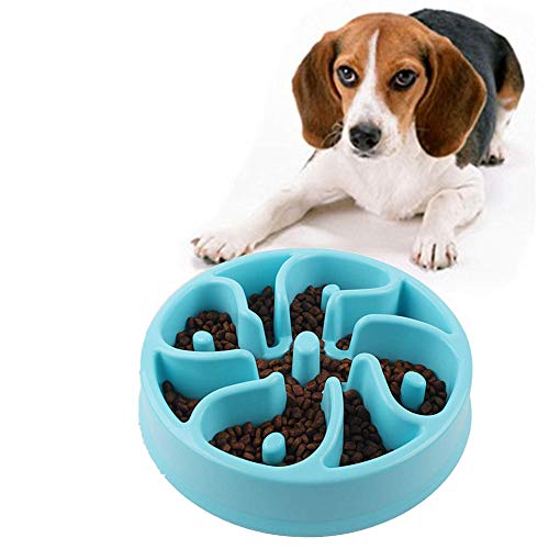 Hundenapf Antischlingnapf Hunde Interaktive Hundefutterautomaten Hund Anti Choke Bowl Hund Puzzle Feeder Labyrinth interaktive Katze Schüssel Blue von PLUS PO
