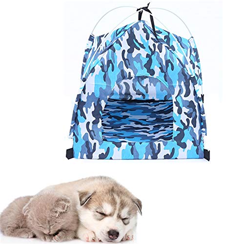 hundezelt Indoor Hunde Zelt Hundehütte Hundebett mit Sonnenschirm Hundezeltbett Hund Sonnenschirm Hundebett im Freien Wasserdichtes Hundezelt Blue von PLUS PO