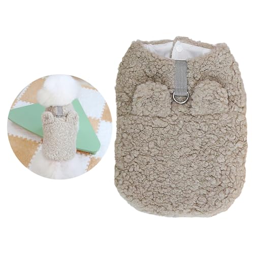Fleece Hundepullover,Niedliche Kaninchenohren Hundepullover,Pullover Pullover mit D-Ring,Weiches Sweatshirt mit Leine Loch,Weiche Fuzzy Hundebekleidung für kleine Hunde Yorkie (Braun, L) von PLUSHCEWT