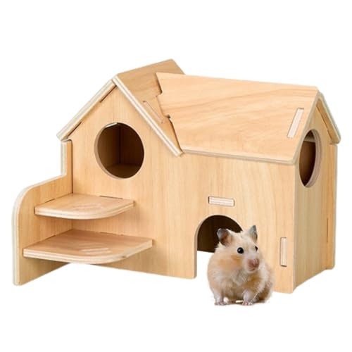 Hamsterhaus aus Holz, Eckhaus, Hamsterversteck für Kleintiere, Hütte, Käfigdekoration für syrische Hamster, Zwerghamster, Rennmäuse (B) von PLUSHCEWT