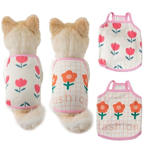 Hunde-Shirts für kleine Hunde, Blumendruck, niedlich, atmungsaktiv, für den Sommer, weiche Weste, Hawaii-Hemden, Hund, Baumwoll-T-Shirt, ärmellos für Chihuahua, Yorkshire, kleine und mittelgroße Hunde-Shirts für kleine Hunde, Blumendruck, niedlich, atmungsaktiv, für den Sommer, weiche Weste, Hawaii-Hemden, Hund, Baumwoll-T-Shirt, ärmellos für Chihuahua, Yorkshire, kleine und mittelgroße von PLUSHCEWT