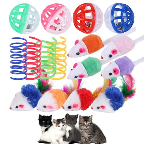 Katzen-Mäuse-Spielzeug, Katzen-Maus-Spielzeug für Indoor-Katzen, interaktives Katzenspielzeug, Ball mit Glocke, Katzen-Pom-Poms, Frühlingskatzenspielzeug, Kauen, Zahnreinigung, realistisches Katzen-Mäuse-Spielzeug, Katzen-Maus-Spielzeug für Indoor-Katzen, interaktives Katzenspielzeug, Ball mit Glocke, Katzen-Pom-Poms, Frühlingskatzenspielzeug, Kauen, Zahnreinigung, realistisches von PLUSHCEWT