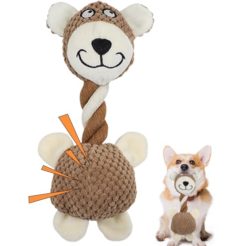 PLUSHCEWT Quietschendes Plüsch-Hundespielzeug, interaktives Kauspielzeug mit Baumwollseil und Knisterpapier für Zahnen, Langeweile, langlebig, Geburtstagsgeschenk, für Welpen, mittelgroße und große PLUSHCEWT Quietschendes Plüsch-Hundespielzeug, interaktives Kauspielzeug mit Baumwollseil und Knisterpapier für Zahnen, Langeweile, langlebig, Geburtstagsgeschenk, für Welpen, mittelgroße und große von PLUSHCEWT