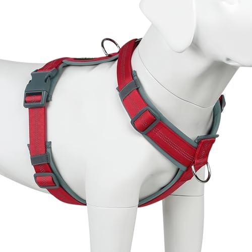 Plutus Pet Hundegeschirr, Verstellbares Hundegeschirr aus Nylon mit Weiche Polsterung, reflektierend und strapazierfähig Hundegeschirr für Kleine Mittlere Große Hunde (Rot, XS) von PLUTUS PET