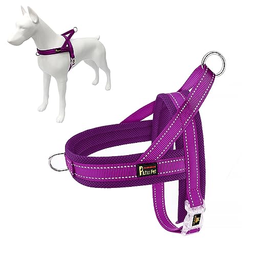 Plutus Pet Hundegeschirr gegen Ziehen, atmungsaktives Netzgewebe, verstellbar, reflektierend, ausbruchsicher, schnelle Passform, Hundegeschirr für kleine, mittelgroße und große Hunde (M, Violett) von PLUTUS PET