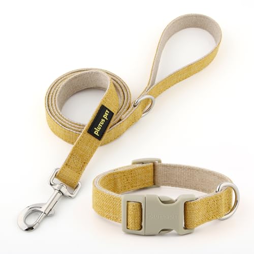 Plutus Pet Hundehalsband und Leine aus Baumwollhanf, verstellbares Halsband für kleine, mittelgroße und große Hunde, strapazierfähig und weich auf der Haut, Gelb, Größe XS Plutus Pet Hundehalsband und Leine aus Baumwollhanf, verstellbares Halsband für kleine, mittelgroße und große Hunde, strapazierfähig und weich auf der Haut, Gelb, Größe XS von PLUTUS PET