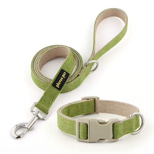 Plutus Pet Hundehalsband und Leine aus Baumwollhanf, verstellbares Halsband für kleine, mittelgroße und große Hunde, strapazierfähig und weich auf der Haut, Grün, Größe M Plutus Pet Hundehalsband und Leine aus Baumwollhanf, verstellbares Halsband für kleine, mittelgroße und große Hunde, strapazierfähig und weich auf der Haut, Grün, Größe M von PLUTUS PET