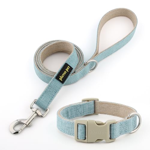 Plutus Pet Hundehalsband und Leine aus Baumwollhanf, verstellbares Halsband für kleine, mittelgroße und große Hunde, strapazierfähig und weich auf der Haut, Hellblau, Größe XS Plutus Pet Hundehalsband und Leine aus Baumwollhanf, verstellbares Halsband für kleine, mittelgroße und große Hunde, strapazierfähig und weich auf der Haut, Hellblau, Größe XS von PLUTUS PET