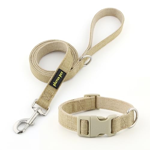 Plutus Pet Hundehalsband und Leine aus Baumwollhanf, verstellbares Halsband für kleine, mittelgroße und große Hunde, strapazierfähig und weich auf der Haut, Khaki, M Plutus Pet Hundehalsband und Leine aus Baumwollhanf, verstellbares Halsband für kleine, mittelgroße und große Hunde, strapazierfähig und weich auf der Haut, Khaki, M von PLUTUS PET