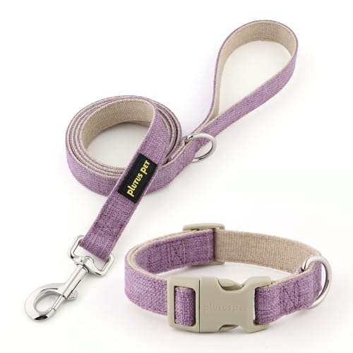 Plutus Pet Hundehalsband und Leine aus Baumwollhanf, verstellbares Halsband für kleine, mittelgroße und große Hunde, strapazierfähig und weich auf der Haut, Lavendel, Größe S Plutus Pet Hundehalsband und Leine aus Baumwollhanf, verstellbares Halsband für kleine, mittelgroße und große Hunde, strapazierfähig und weich auf der Haut, Lavendel, Größe S von PLUTUS PET