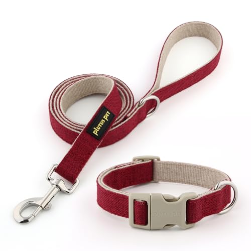 Plutus Pet Hundehalsband und Leine aus Baumwollhanf, verstellbares Halsband für kleine, mittelgroße und große Hunde, strapazierfähig und weich auf der Haut, Rot, Größe L Plutus Pet Hundehalsband und Leine aus Baumwollhanf, verstellbares Halsband für kleine, mittelgroße und große Hunde, strapazierfähig und weich auf der Haut, Rot, Größe L von PLUTUS PET