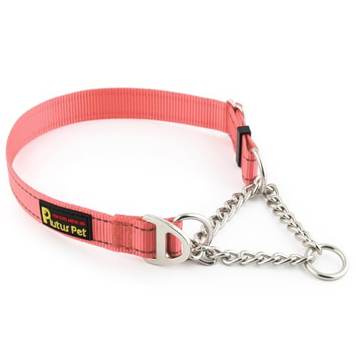 Plutus Pet Martingale Hundehalsband mit Edelstahlkette und reflektierendem Nylon, verstellbares Trainingshalsband ohne Ziehen, für kleine, mittelgroße und große Hunde, Rosa, M Plutus Pet Martingale Hundehalsband mit Edelstahlkette und reflektierendem Nylon, verstellbares Trainingshalsband ohne Ziehen, für kleine, mittelgroße und große Hunde, Rosa, M von PLUTUS PET