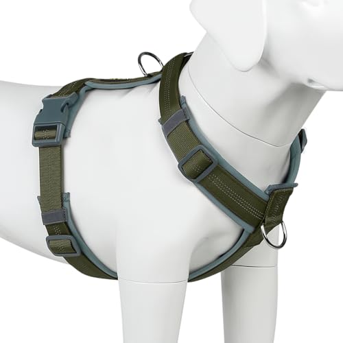 Plutus Pet No Pull Hundegeschirr, verstellbares Nylon-Geschirr mit weicher Polsterung, reflektierend und strapazierfähig Hundegeschirr für kleine, mittelgroße und große Hunde (Ranger Green, XS) von PLUTUS PET