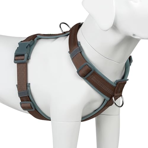 Plutus Pet No Pull Hundegeschirr, verstellbares Nylon-Geschirr mit weicher Polsterung, reflektierend und strapazierfähig Hundegeschirr für kleine, mittelgroße und große Hunde (Schokolade, M) von PLUTUS PET
