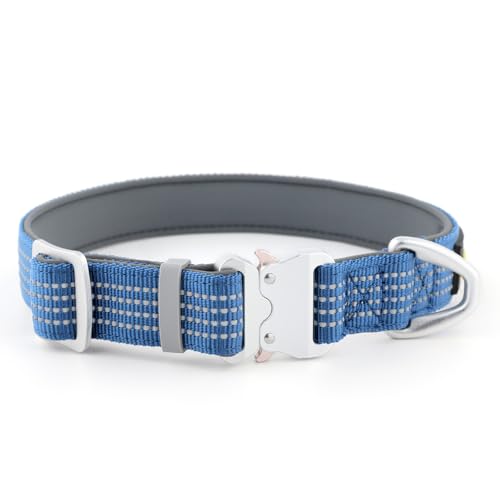 Plutus Pet Reflektierendes Hundehalsband mit Luftfahrt-Aluminiumschnalle, Neopren gepolstert für Komfort, leicht, strapazierfähiges Nylon-Halsband für Welpen, kleine, mittelgroße und große Hunde (Blau Plutus Pet Reflektierendes Hundehalsband mit Luftfahrt-Aluminiumschnalle, Neopren gepolstert für Komfort, leicht, strapazierfähiges Nylon-Halsband für Welpen, kleine, mittelgroße und große Hunde (Blau von PLUTUS PET