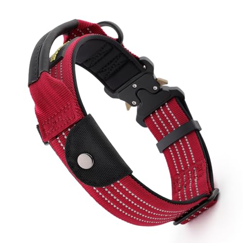Plutus Pet Taktisches Hundehalsband mit Tracker-Paket für AirTag, verstellbares reflektierendes Nylonhalsband, Metallschnalle, mit Leder umwickelter Griff, weich gepolstert für mittelgroße große Hunde Plutus Pet Taktisches Hundehalsband mit Tracker-Paket für AirTag, verstellbares reflektierendes Nylonhalsband, Metallschnalle, mit Leder umwickelter Griff, weich gepolstert für mittelgroße große Hunde von PLUTUS PET