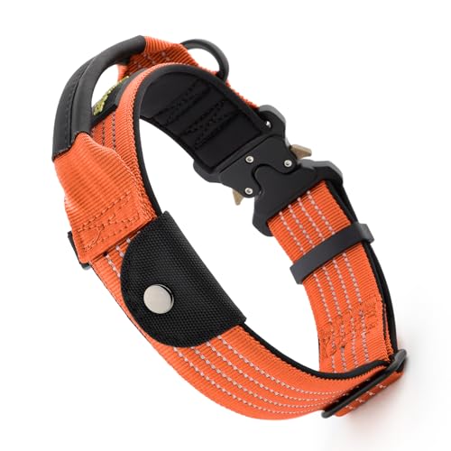 Plutus Pet Taktisches Hundehalsband mit Tracker-Paket für AirTag, verstellbares reflektierendes Nylonhalsband, Metallschnalle, mit Leder umwickelter Griff, weich gepolstert für mittelgroße große Hunde Plutus Pet Taktisches Hundehalsband mit Tracker-Paket für AirTag, verstellbares reflektierendes Nylonhalsband, Metallschnalle, mit Leder umwickelter Griff, weich gepolstert für mittelgroße große Hunde von PLUTUS PET
