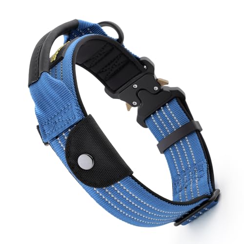 Plutus Pet Taktisches Hundehalsband mit Tracker-Paket für AirTag, verstellbares reflektierendes Nylonhalsband, Metallschnalle, mit Leder umwickelter Griff, weich gepolstert für mittelgroße große Hunde Plutus Pet Taktisches Hundehalsband mit Tracker-Paket für AirTag, verstellbares reflektierendes Nylonhalsband, Metallschnalle, mit Leder umwickelter Griff, weich gepolstert für mittelgroße große Hunde von PLUTUS PET