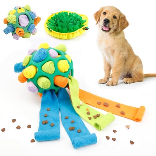 PLYFOU 2 Pack Schnüffelball für Hunde, interaktives Hundespielzeug, Training natürliche Futtersuchfähigkeiten, Hundefütterungstraining, Haustier-Puzzle-Spielzeug, Hundefutterball für von PLYFOU