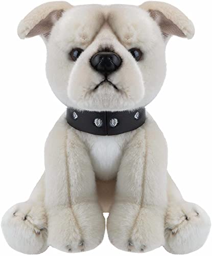 Premium Cute Sitting Large Staffy, Staffordshire Bull Terrier Dog Puppy Teddy Soft Plush Beanie Toy Stuffed Animal (Beige) von PMS
