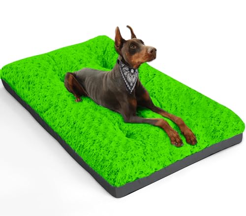 POCBLUE Deluxe-Hundebett, waschbar, XXL, 121,9 cm, bequem, flauschig, rutschfest, für Hunde bis zu 50 kg, 121,9 x 76,2 cm, Grün von POCBLUE