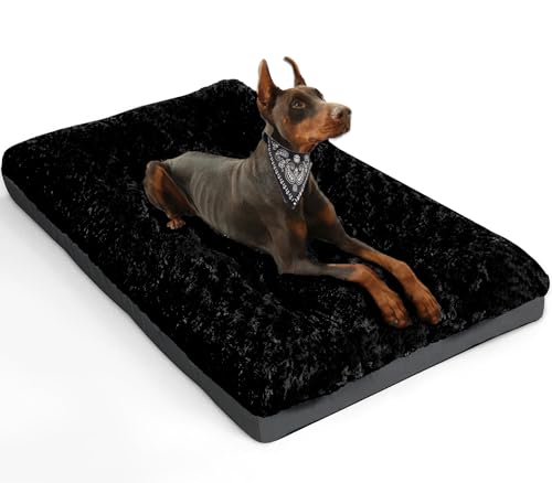 POCBLUE Deluxe-Hundebett, waschbar, XXL, 121,9 cm, bequem, flauschig, rutschfest, für Hunde bis zu 50 kg, 121,9 x 76,2 cm, Schwarz von POCBLUE