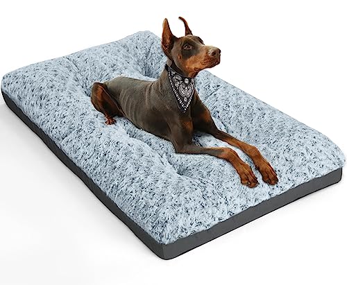 POCBLUE Deluxe Hundebett, waschbar, XXL, 122 cm, bequem, flauschig, rutschfest, für Hunde bis zu 50 kg, 122 x 76 cm, Grau von POCBLUE
