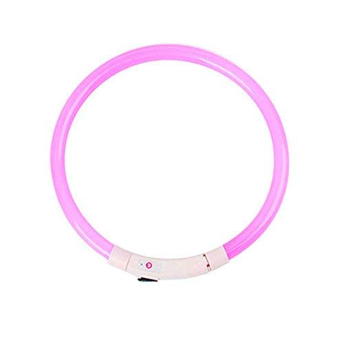 POCKETMAN LED-Hundehalsband USB wiederaufladbares Glow-in-The-Dark-LED-Haustierhalsband Wasserdichtes schneidbares LED-Halsband für große mittelgroße kleine Katzen und Hunde (Rosa) von POCKETMAN