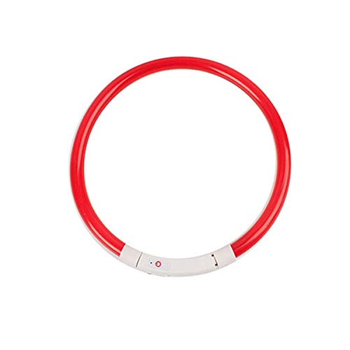 POCKETMAN LED-Hundehalsband USB wiederaufladbares Glow-in-The-Dark-LED-Haustierhalsband Wasserdichtes schneidbares LED-Halsband für große mittelgroße kleine Katzen und Hunde (rot) von POCKETMAN