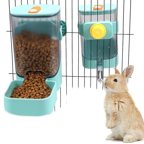 PODOO Kaninchenfutter-Wasserspender, 700 ml, kein Tropfen, 1000 ml, großer hängender automatischer Tierfutterspender, zum Aufhängen außerhalb oder innerhalb des Käfigs für kleine Tiere (Futter + PODOO Kaninchenfutter-Wasserspender, 700 ml, kein Tropfen, 1000 ml, großer hängender automatischer Tierfutterspender, zum Aufhängen außerhalb oder innerhalb des Käfigs für kleine Tiere (Futter + von PODOO