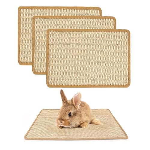 PODOO Kratzmatte für Kaninchen, Sisal-Kaninchen, natürliche Kaninchen-Ruhematten für Käfige, Futtergrasmatte, Zubehör für Meerschweinchen, Katze, 4 Stück, 60 x 40 cm PODOO Kratzmatte für Kaninchen, Sisal-Kaninchen, natürliche Kaninchen-Ruhematten für Käfige, Futtergrasmatte, Zubehör für Meerschweinchen, Katze, 4 Stück, 60 x 40 cm von PODOO